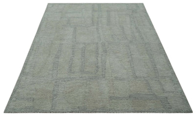 Custom Made Hand Tufted Ivory, Olive and Charcoal Modern Abstract Stripes Design Rug - The Rug Decor