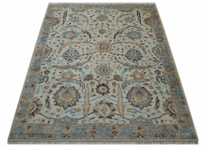 Custom Made Ivory And Camel Traditional Hand Knotted Wool Rug - The Rug Decor