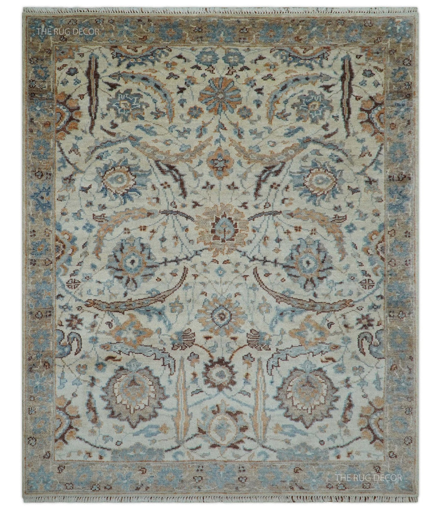 Custom Made Ivory And Camel Traditional Hand Knotted Wool Rug - The Rug Decor