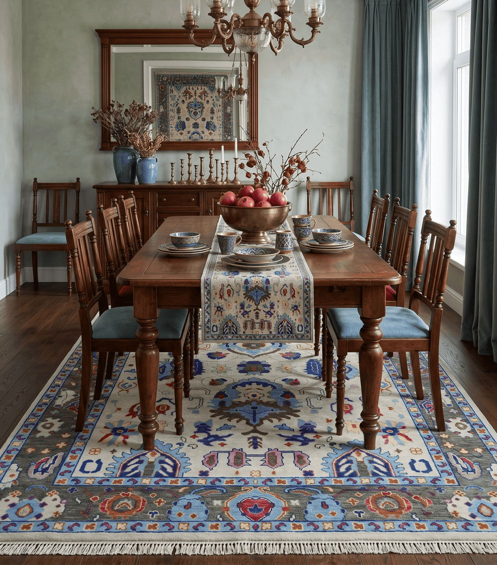 Custom Made Ivory and Gray Hand knotted Traditional Oushak wool Area Rug - The Rug Decor