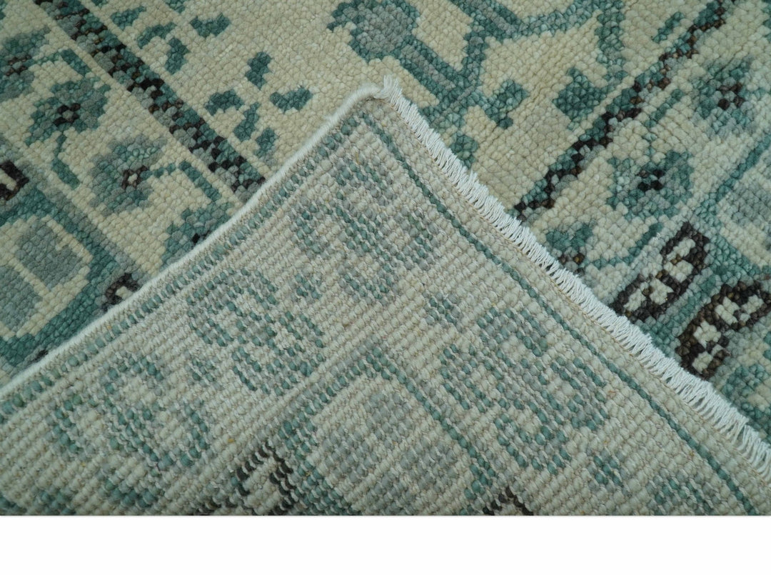 Custom Made Ivory And Gray Turkish Khotan Design Hand Knotted Wool Rug - The Rug Decor