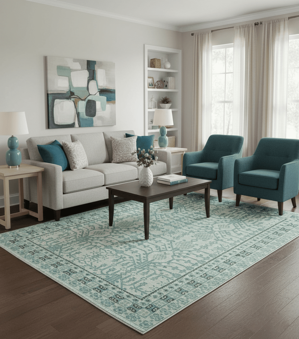 Custom Made Ivory And Gray Turkish Khotan Design Hand Knotted Wool Rug - The Rug Decor