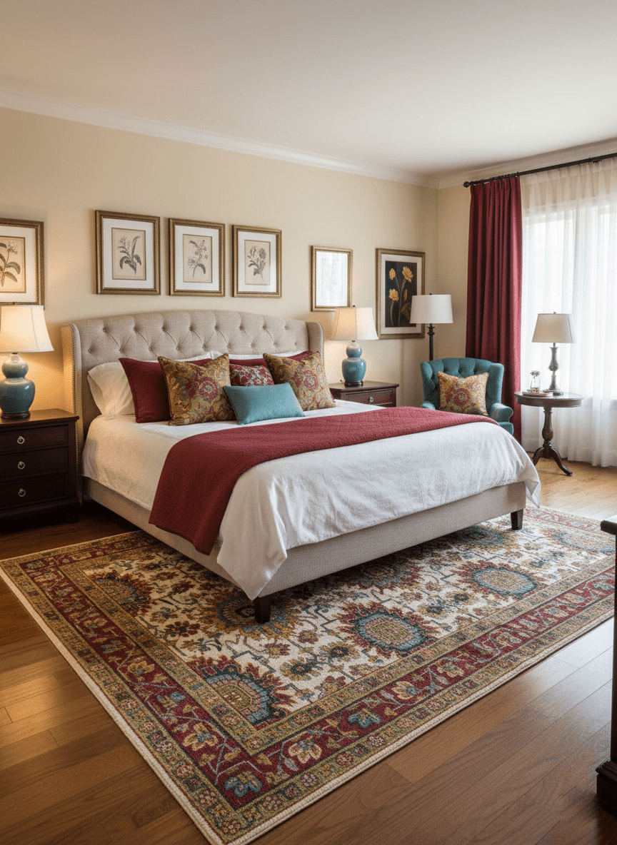 Custom Made Ivory And Maroon Traditional Floral Motifs Design Hand Knotted Wool Rug - The Rug Decor