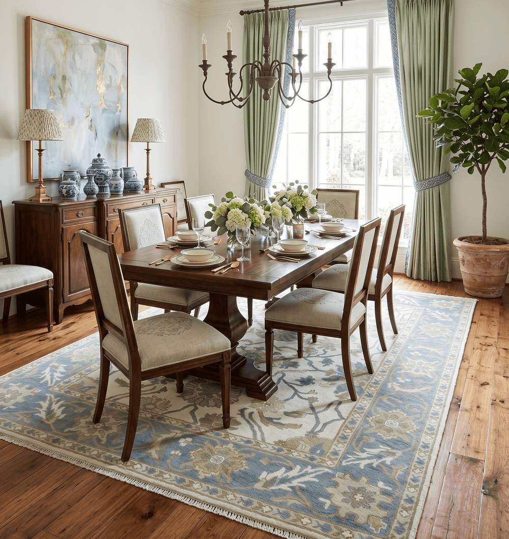 Custom Made Ivory, Gray and Beige Floral Hand Knotted Traditional Oushak Wool Rug - The Rug Decor