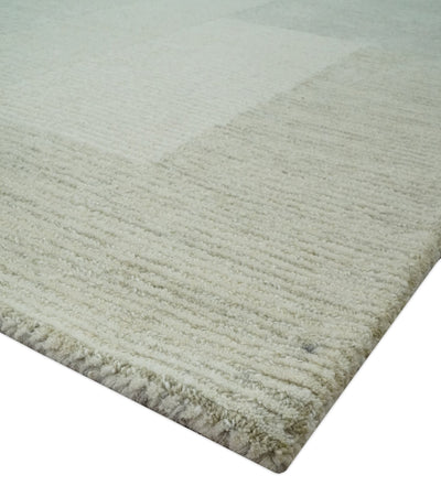 Custom Made Ivory, Gray and Beige Modern Contemporary Hand Tufted wool rug - The Rug Decor