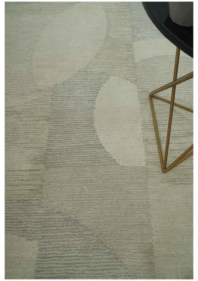 Custom Made Ivory, Gray and Beige Modern Contemporary Hand Tufted wool rug - The Rug Decor