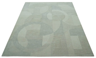 Custom Made Ivory, Gray and Beige Modern Contemporary Hand Tufted wool rug - The Rug Decor