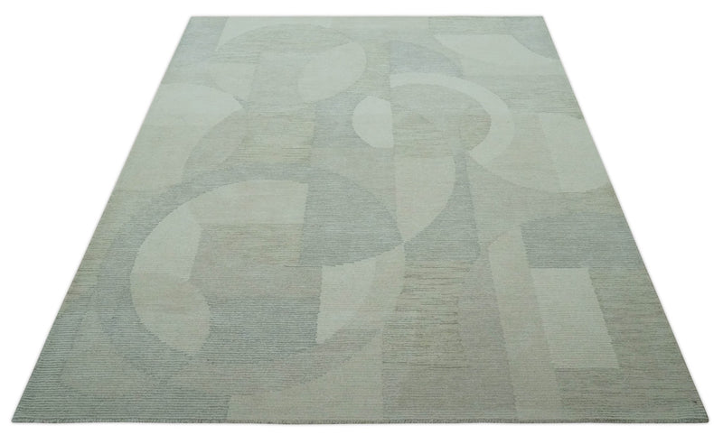 Custom Made Ivory, Gray and Beige Modern Contemporary Hand Tufted wool rug - The Rug Decor