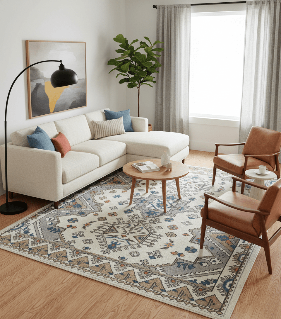 Custom Made Ivory, Gray and Camel Traditional Hand knotted Wool Area Rug - The Rug Decor