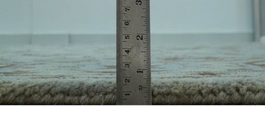 Custom Made Ivory, Taupe and Aqua Traditional Hand Tufted wool area rug - The Rug Decor