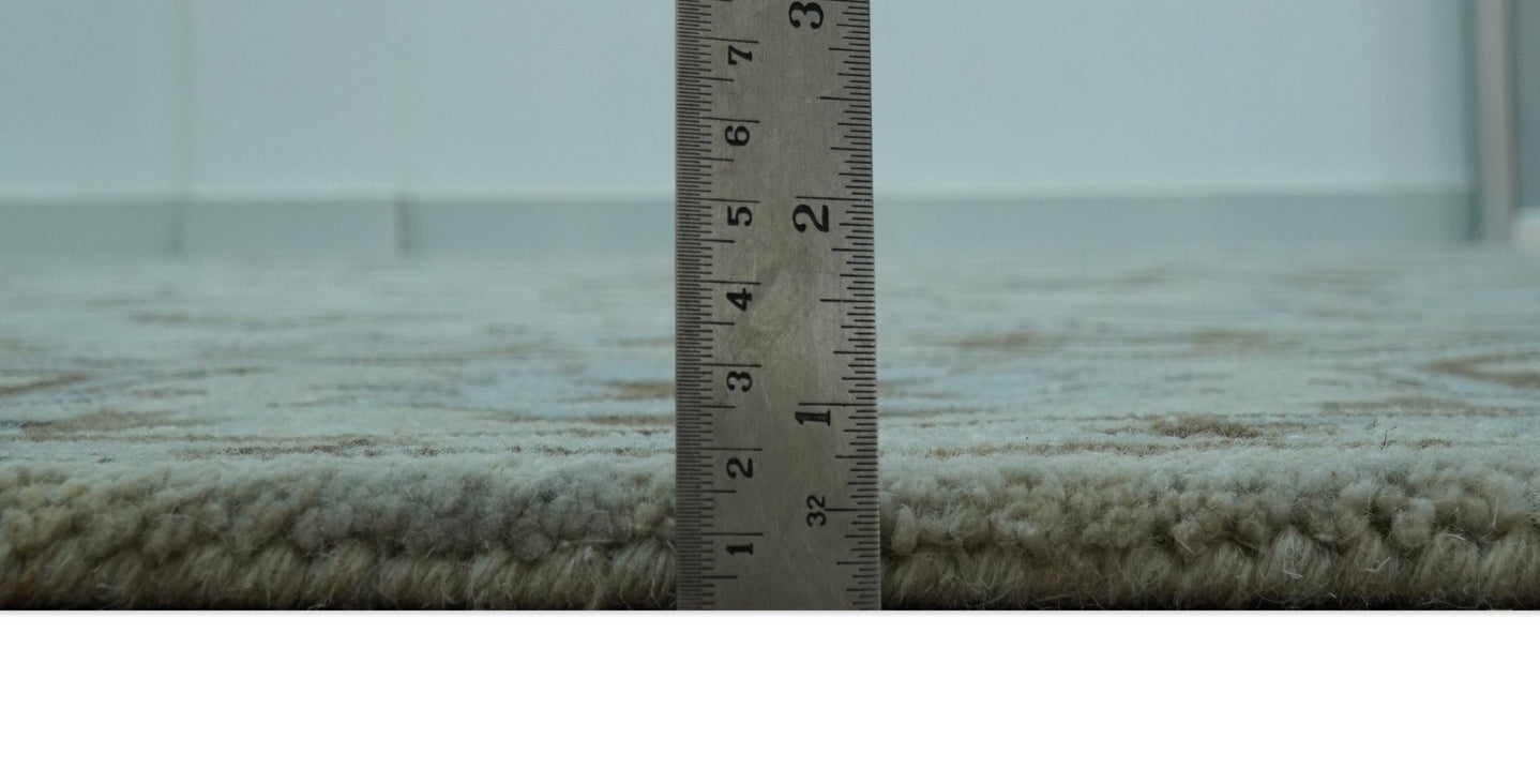 Custom Made Ivory, Taupe and Aqua Traditional Hand Tufted wool area rug - The Rug Decor