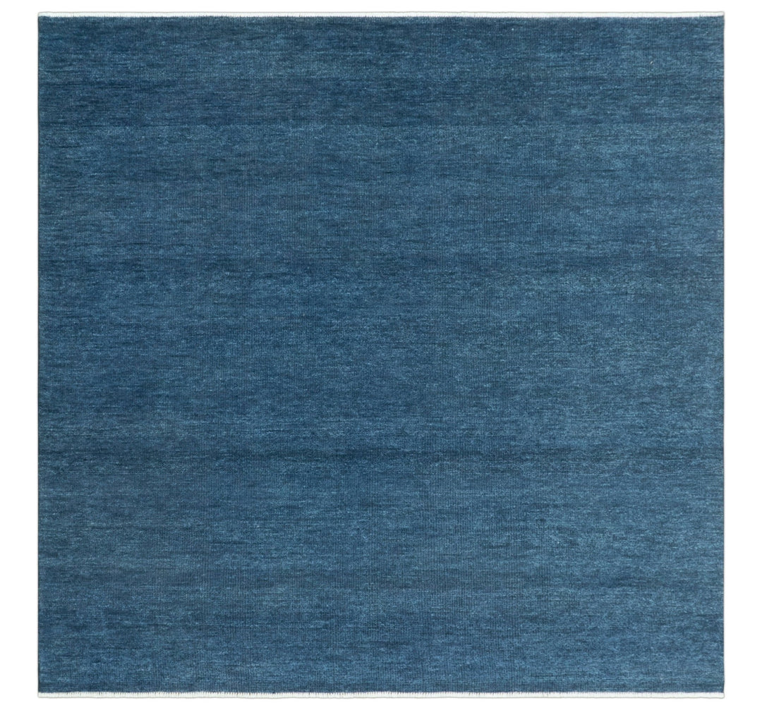 Custom Made Midnight blue Solid Hand knotted Modern wool Area Rug - The Rug Decor