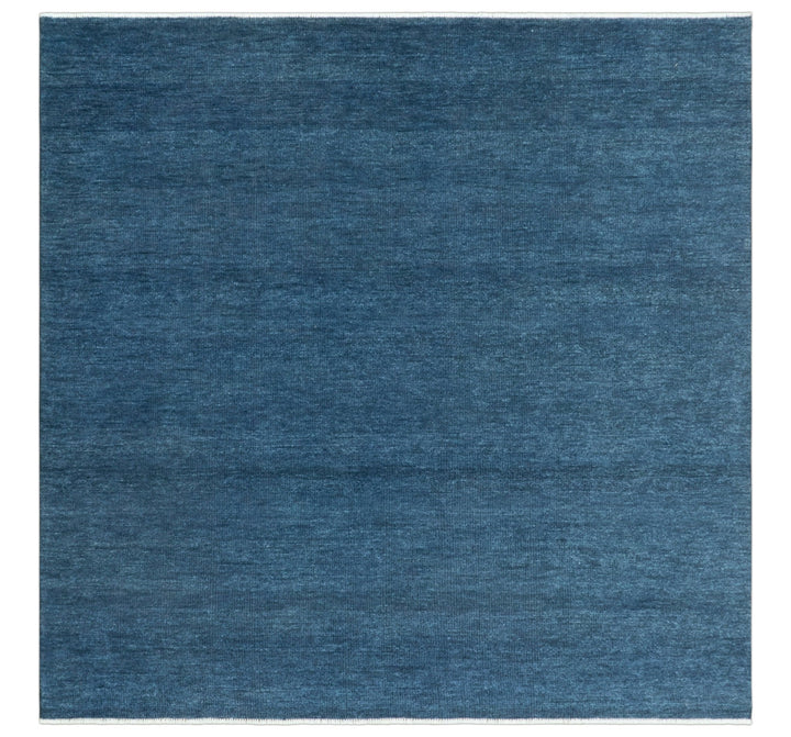 Custom Made Midnight blue Solid Hand knotted Modern wool Area Rug - The Rug Decor