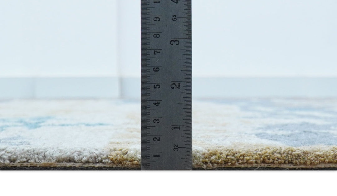 Custom Made Modern Abstract Blue And Beige Hand Tufted Wool Area Rug - The Rug Decor