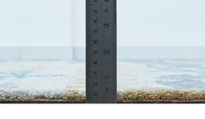 Custom Made Modern Abstract Blue And Beige Hand Tufted Wool Area Rug - The Rug Decor