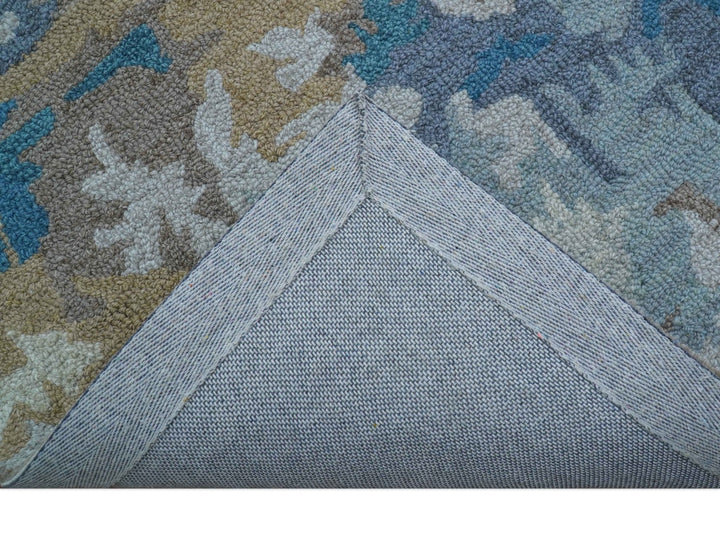 Custom Made Modern Abstract Blue And Beige Hand Tufted Wool Area Rug - The Rug Decor