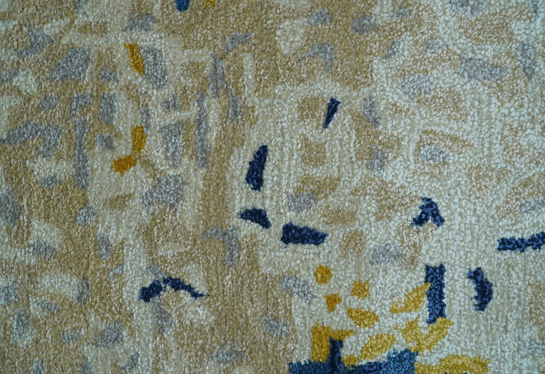 Custom Made Modern Abstract Blue And Beige Hand Tufted Wool - Art Silk Rug - The Rug Decor