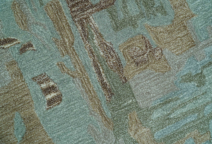 Custom Made Modern Abstract Blue Hand Tufted Wool Area Rug - The Rug Decor
