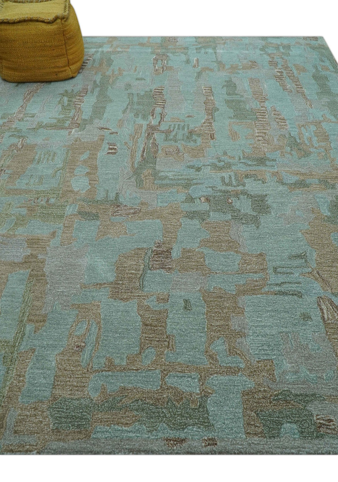 Custom Made Modern Abstract Blue Hand Tufted Wool Area Rug - The Rug Decor