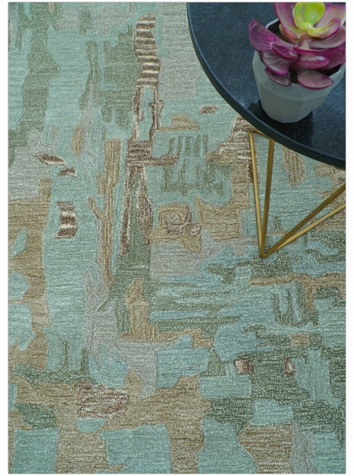 Custom Made Modern Abstract Blue Hand Tufted Wool Area Rug - The Rug Decor