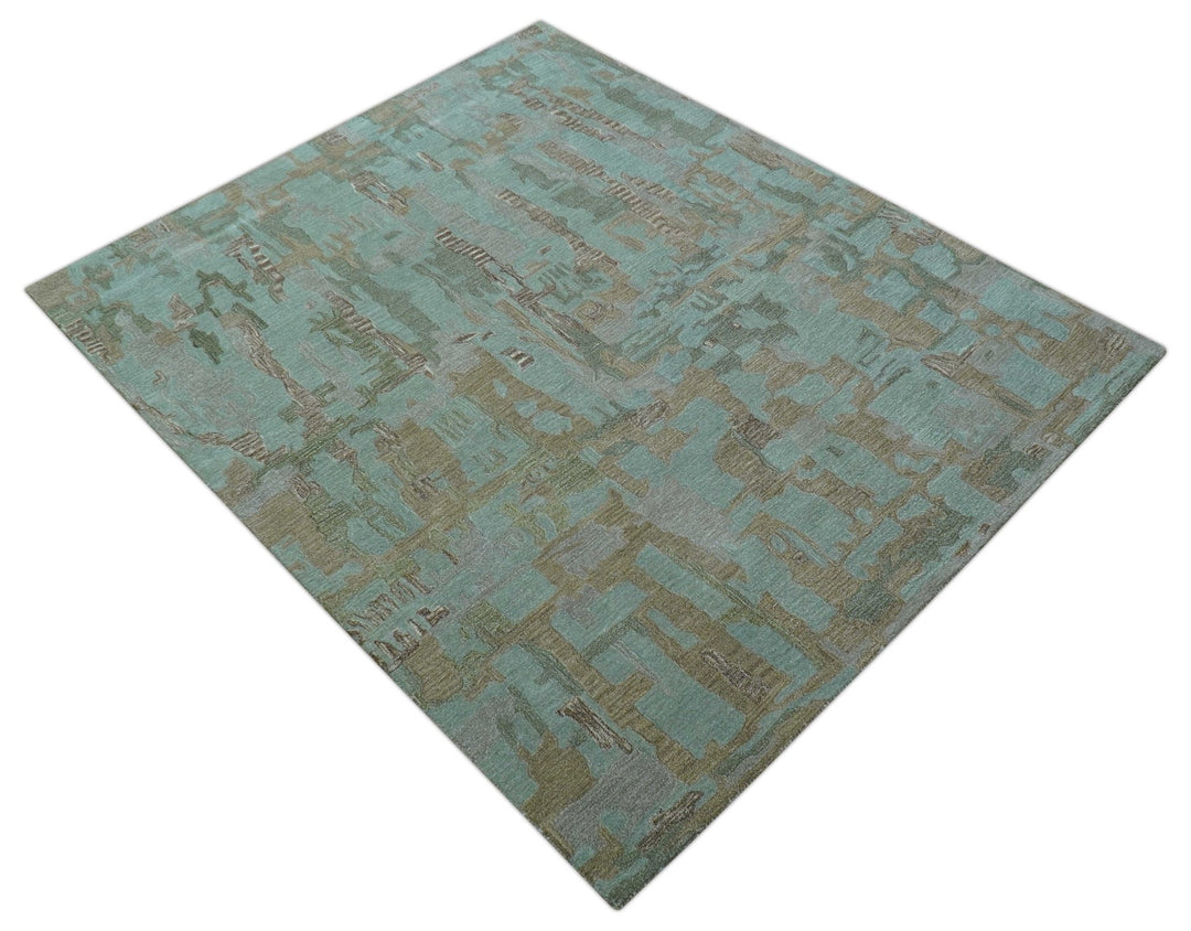 Custom Made Modern Abstract Blue Hand Tufted Wool Area Rug - The Rug Decor