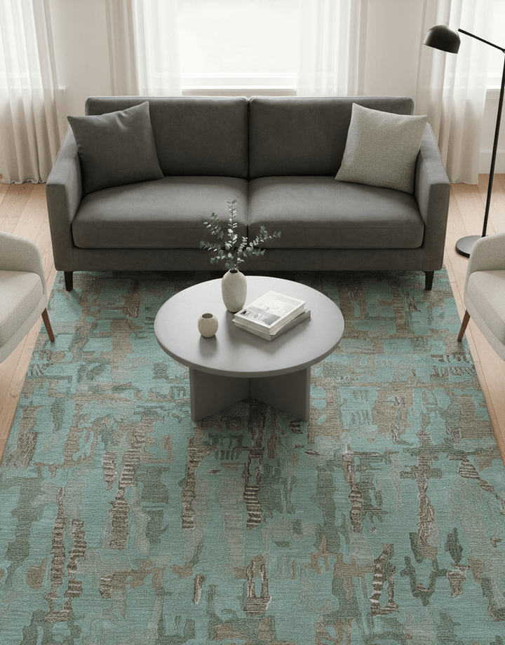 Custom Made Modern Abstract Blue Hand Tufted Wool Area Rug - The Rug Decor