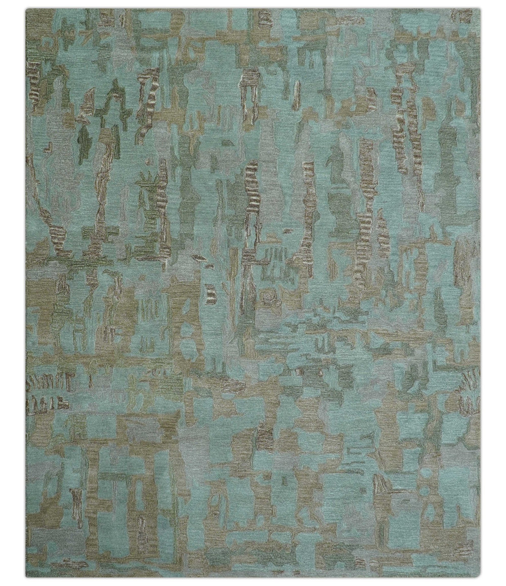 Custom Made Modern Abstract Blue Hand Tufted Wool Area Rug - The Rug Decor