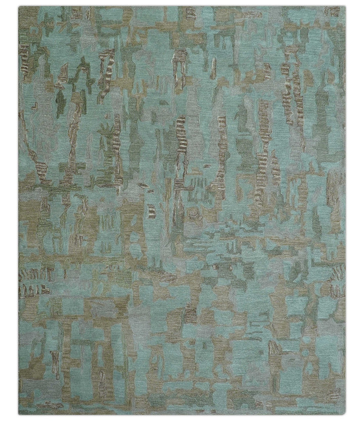 Custom Made Modern Abstract Blue Hand Tufted Wool Area Rug - The Rug Decor