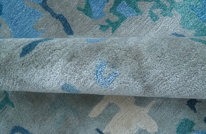 Custom Made Modern Abstract Blue Hand Tufted Wool Art - Silk Rug - The Rug Decor