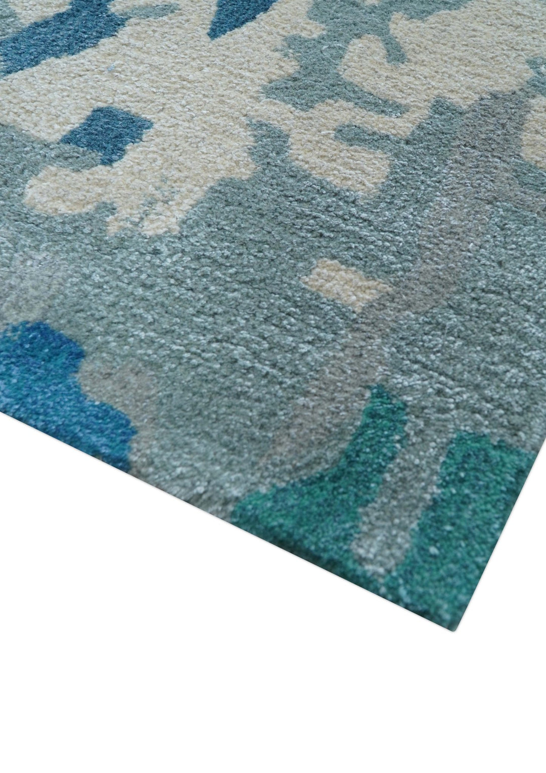 Custom Made Modern Abstract Blue Hand Tufted Wool Art - Silk Rug - The Rug Decor