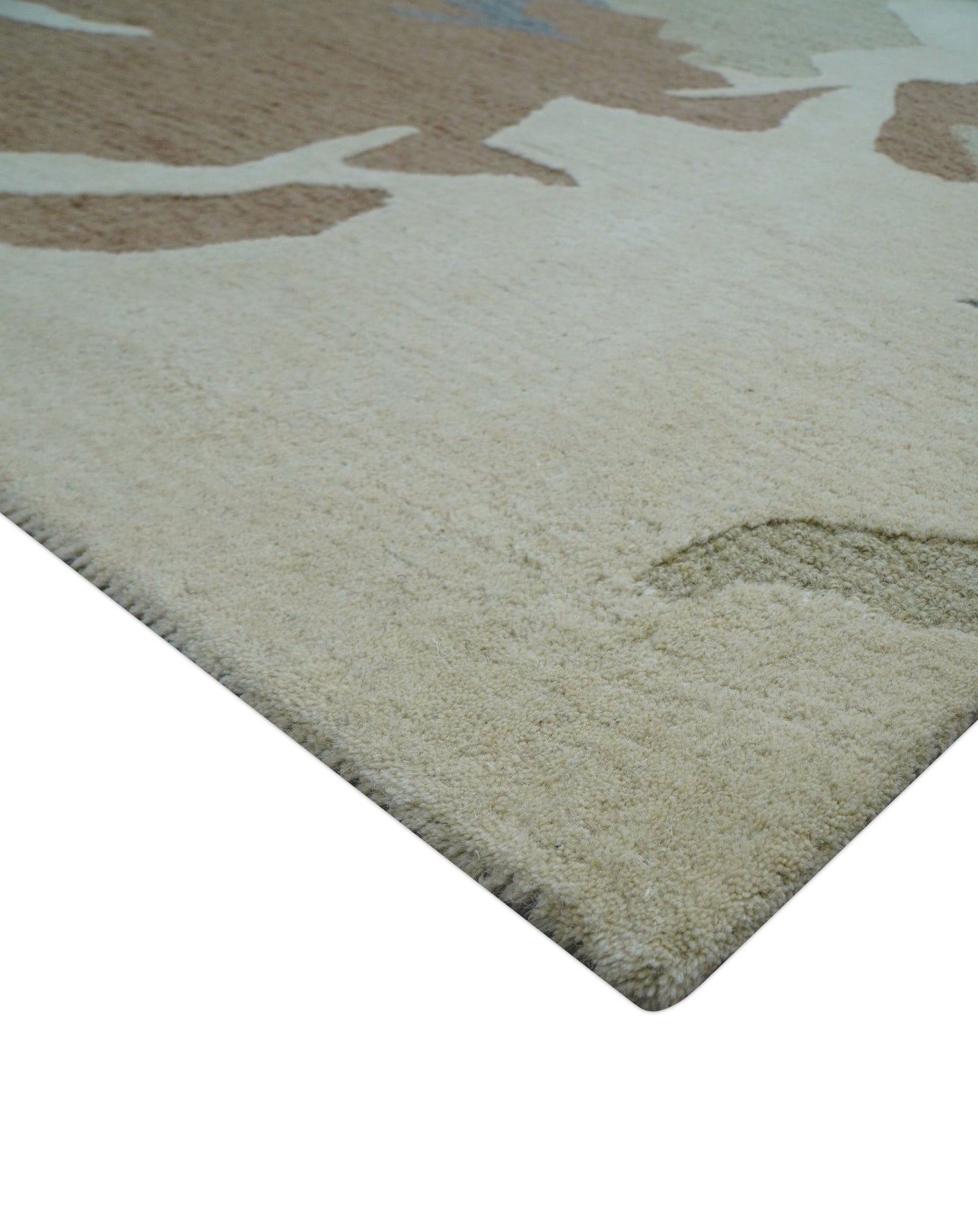 Custom Made Modern Abstract Design Beige Hand Tufted Wool Area Rug - The Rug Decor