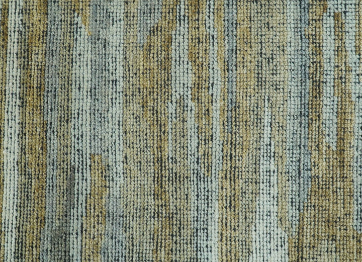 Custom Made Modern Abstract Design Brown And Gray Hand Knotted Wool Area Rug - The Rug Decor