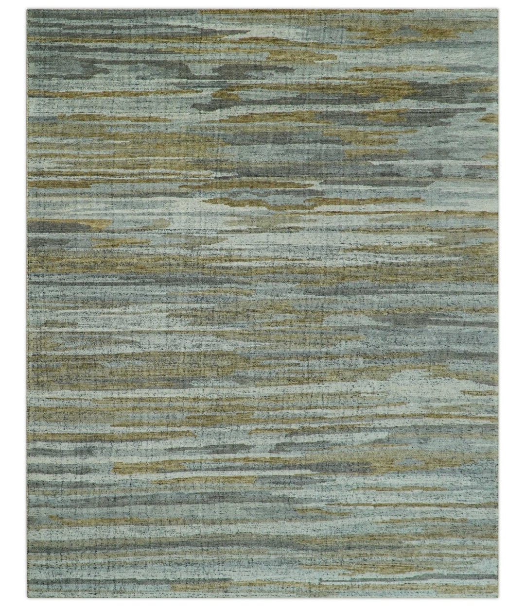 Custom Made Modern Abstract Design Brown And Gray Hand Knotted Wool Area Rug - The Rug Decor