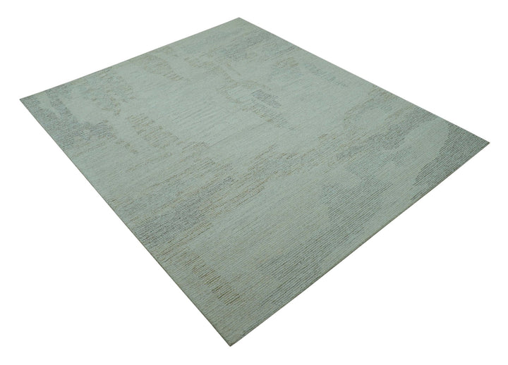 Custom Made Modern Abstract Design Ivory, Blue and Brown Hand Tufted Wool Area Rug - The Rug Decor