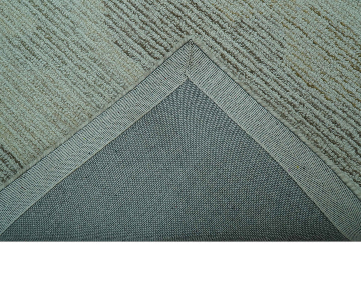 Custom Made Modern Abstract Design Ivory, Blue and Brown Hand Tufted Wool Area Rug - The Rug Decor