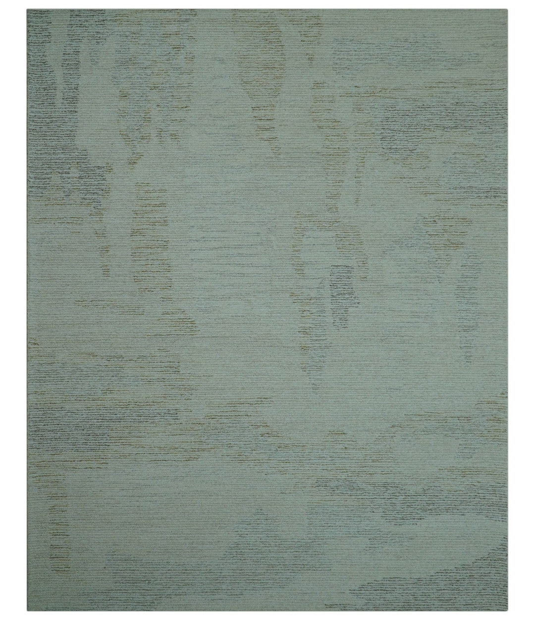 Custom Made Modern Abstract Design Ivory, Blue and Brown Hand Tufted Wool Area Rug - The Rug Decor