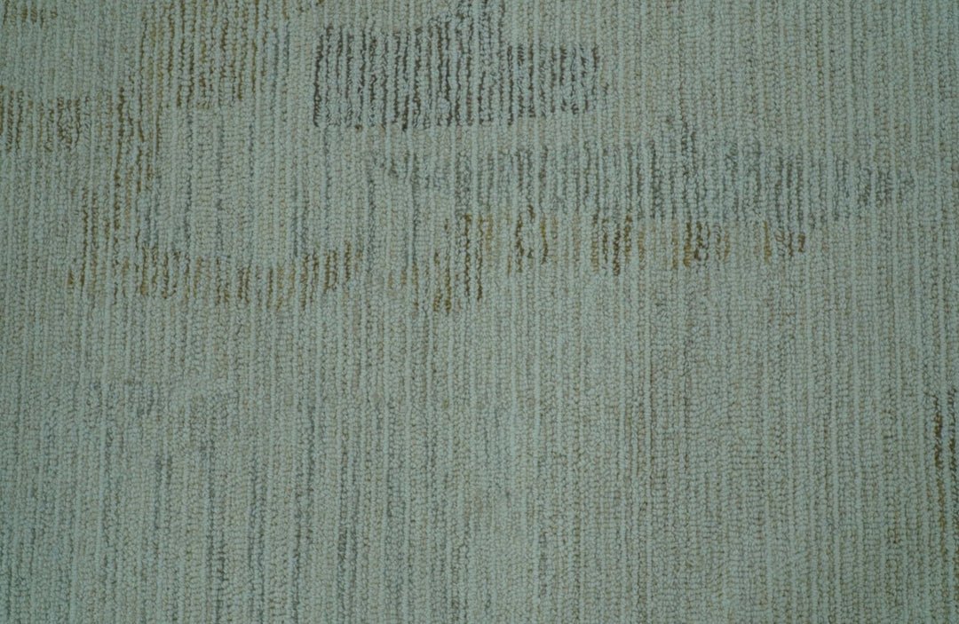Custom Made Modern Abstract Design Ivory, Blue and Brown Hand Tufted Wool Area Rug - The Rug Decor