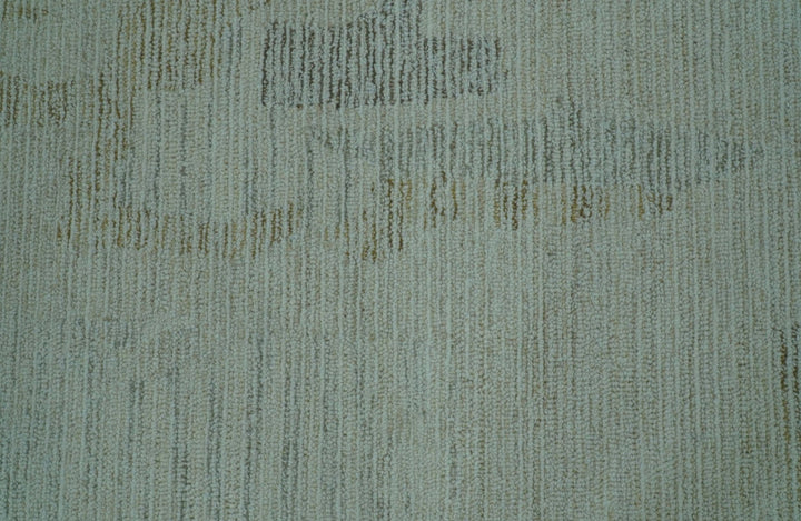 Custom Made Modern Abstract Design Ivory, Blue and Brown Hand Tufted Wool Area Rug - The Rug Decor