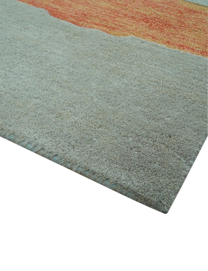 Custom Made Modern Abstract Gray And Blue Hand Tufted Wool Area Rug - The Rug Decor