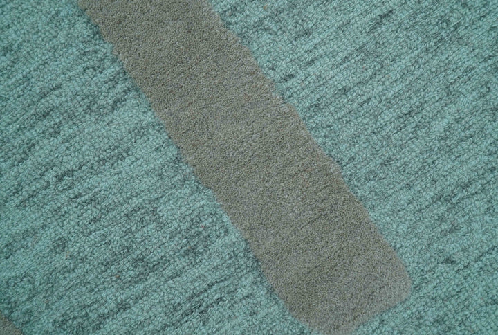 Custom Made Modern Abstract Gray And Blue Hand Tufted Wool Area Rug - The Rug Decor