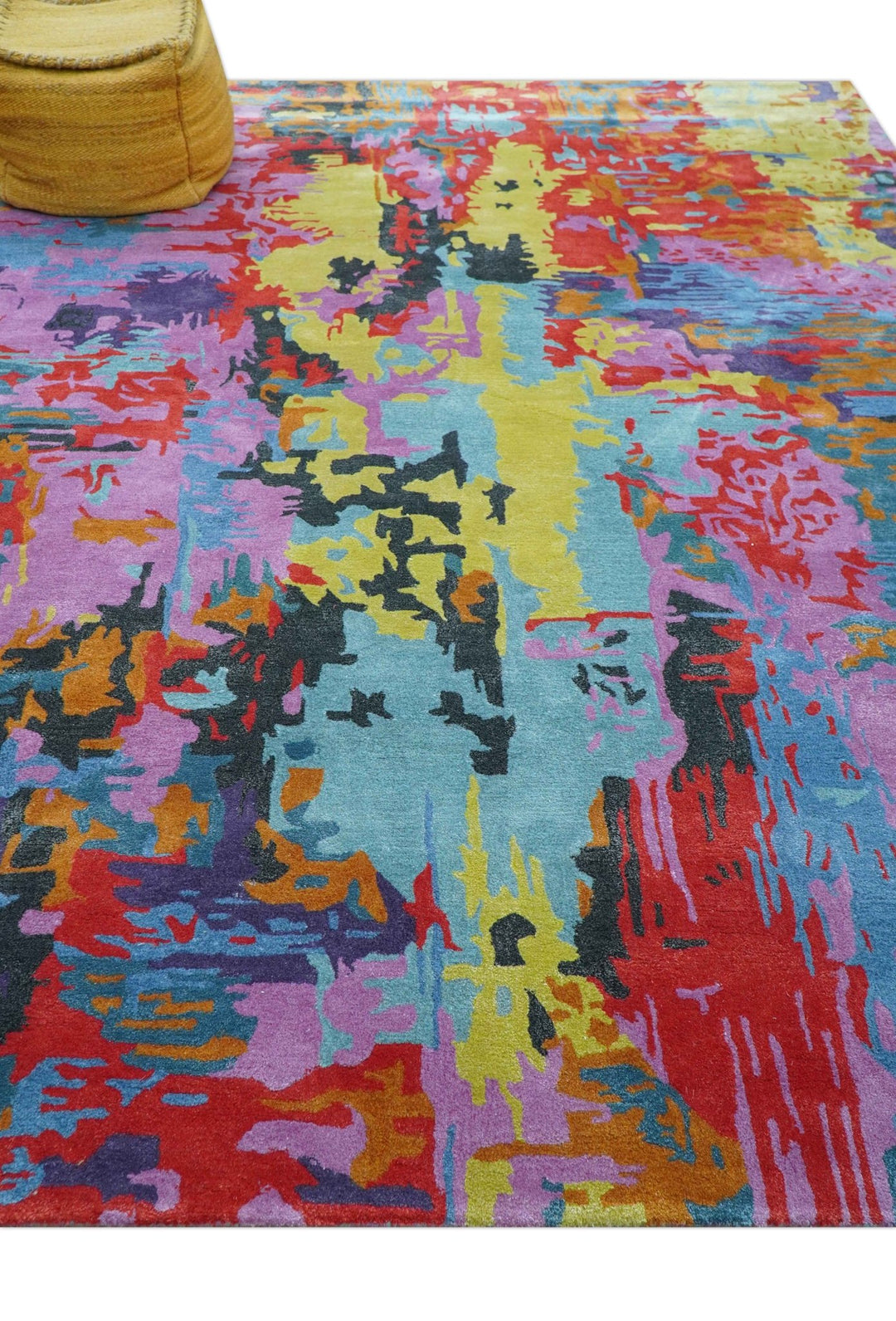 Custom Made Modern Abstract Multi - color Hand Tufted Wool - Art Silk Rug - The Rug Decor