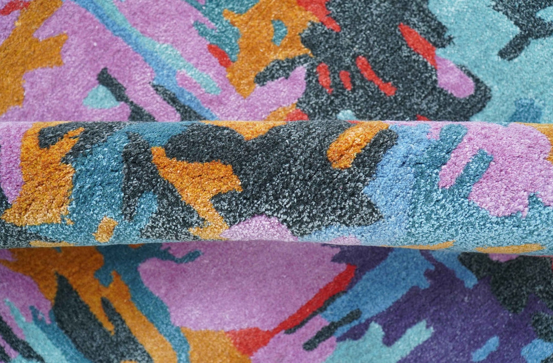 Custom Made Modern Abstract Multi - color Hand Tufted Wool - Art Silk Rug - The Rug Decor