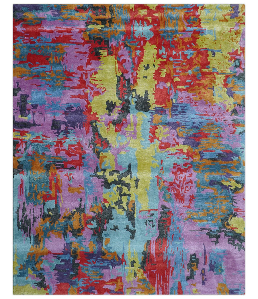 Custom Made Modern Abstract Multi - color Hand Tufted Wool - Art Silk Rug - The Rug Decor