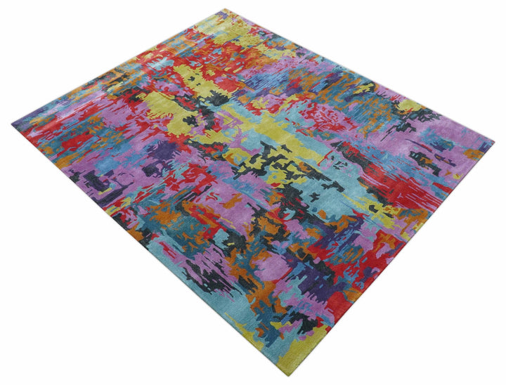 Custom Made Modern Abstract Multi - color Hand Tufted Wool - Art Silk Rug - The Rug Decor