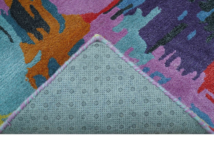 Custom Made Modern Abstract Multi - color Hand Tufted Wool - Art Silk Rug - The Rug Decor