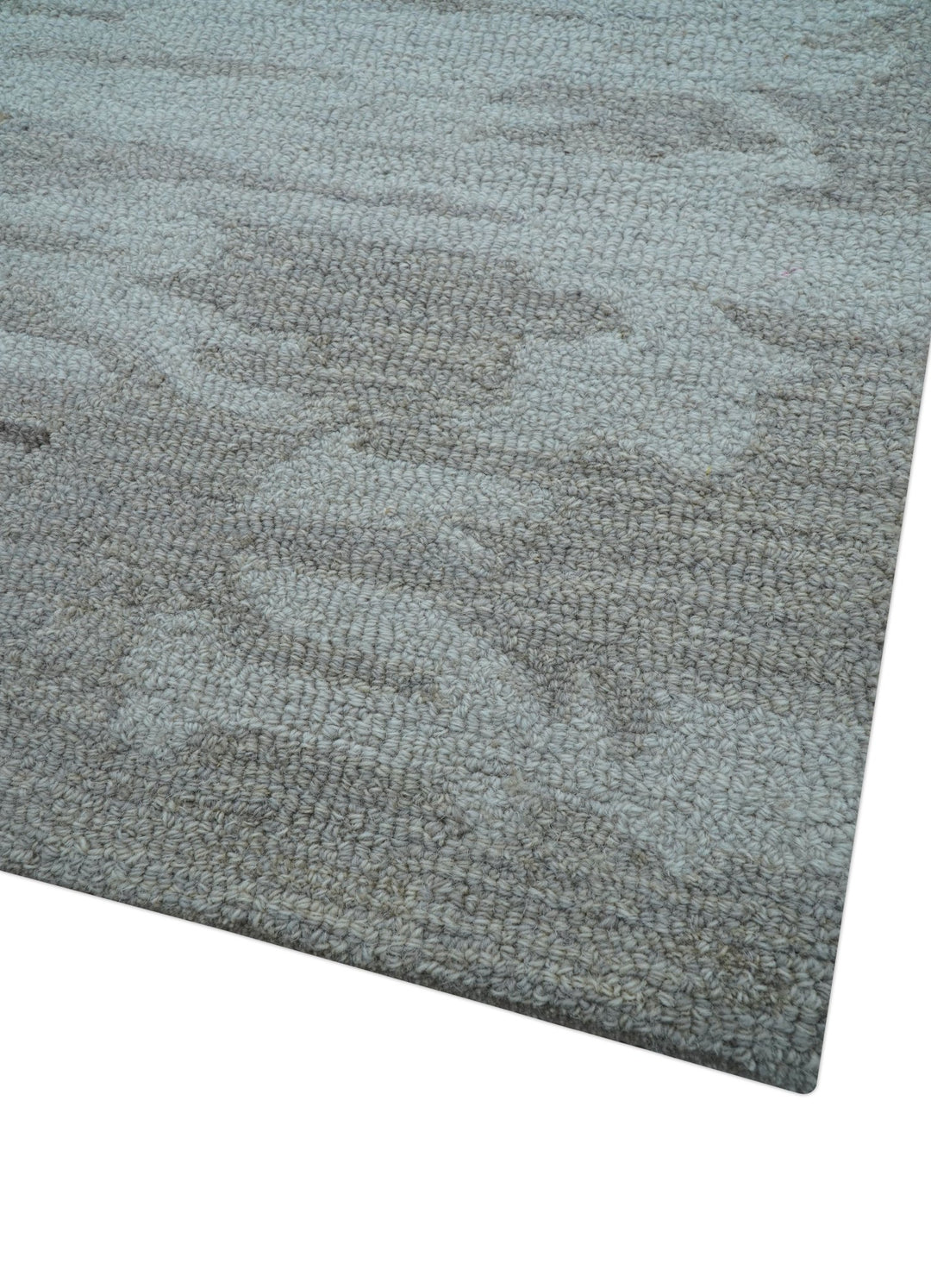 Custom Made Modern Abstract Silver And Blue Hand Tufted Wool Rug - The Rug Decor