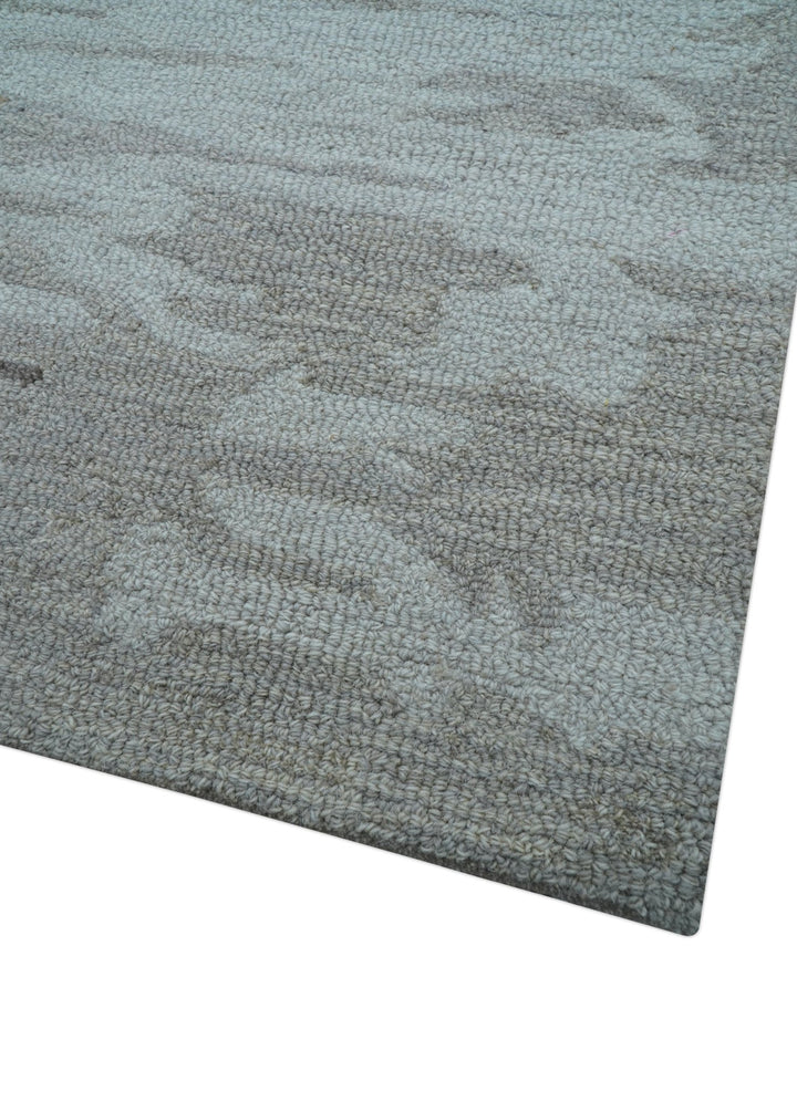 Custom Made Modern Abstract Silver And Blue Hand Tufted Wool Rug - The Rug Decor