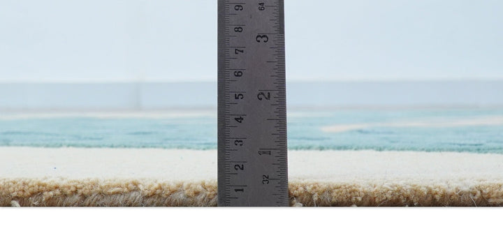 Custom Made Modern Animal Pattern Teal And Beige Hand Tufted Wool Area Rug - The Rug Decor