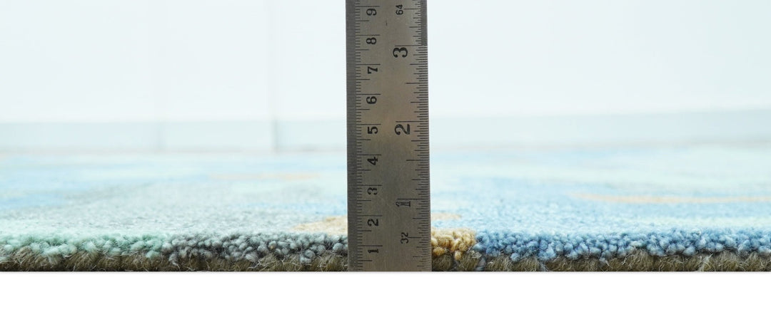 Custom Made Modern Blue Abstract Design Hand Tufted Wool And Viscose Area Rug - The Rug Decor