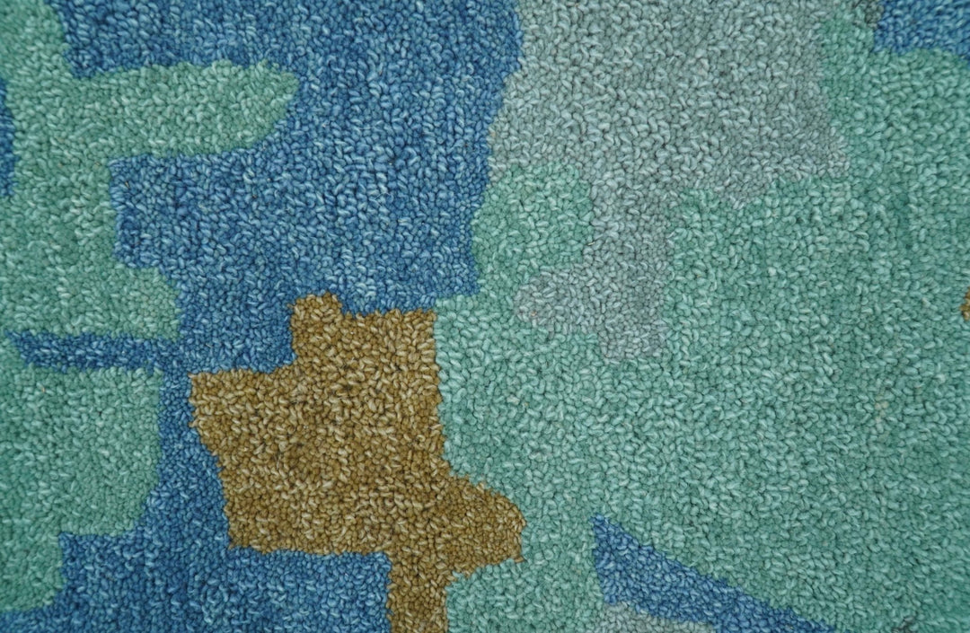 Custom Made Modern Blue Abstract Design Hand Tufted Wool And Viscose Area Rug - The Rug Decor